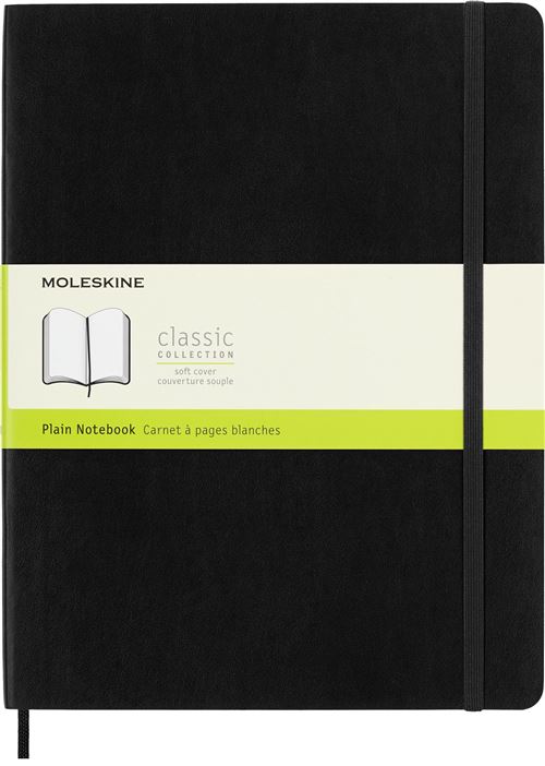 Carnet classique très grand format à pages blanches Moleskine Couverture souple Noir