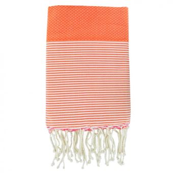 Fouta Febronie Nid d'abeille Ibiza Orange Corail