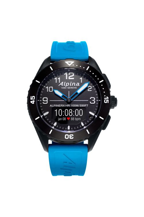 Montre connectée Alpina Alpinerx Alive 45 mm Caoutchouc Bleu Turquoise