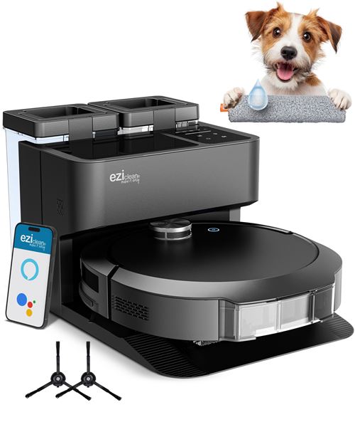 Eziclean Aspirateur Robot Laveur Connecté Avec Base De Vidage Eziclean® All-In-One Z10 Plus Noir