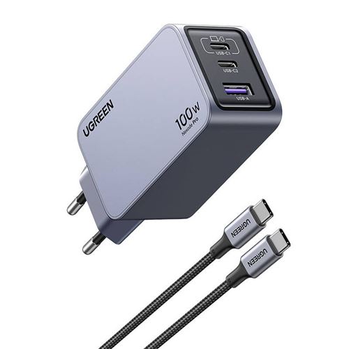 Chargeur secteur UGREEN Nexode Pro 100 W Gris anodisé