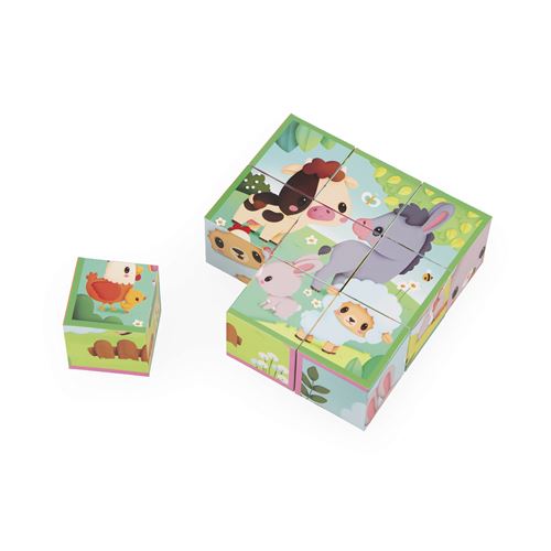 Puzzles 9 cubes : animaux de la ferme Juratoys Janod - vue 2