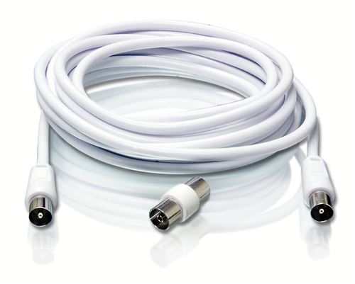 Câble coaxial M-M RB-SWV2205W 4 m Blanc avec adaptateur F-F inclus Reconditionné Reborn