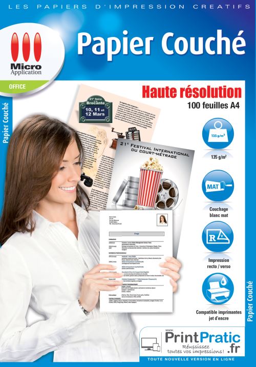 Micro Application - A4 (210 x 297 mm) - 90 g/m² - 100 feuille(s) papier uni