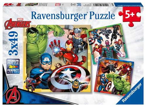 Puzzles 3 x 49 pièces Ravensburger Les puissants Avengers Marvel