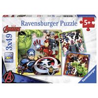 Puzzles 3 x 49 pièces Ravensburger Les puissants Avengers Marvel