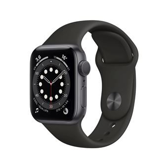 Apple Watch Series 6 GPS, 40 mm kast van zilverkleurig aluminium met zwarte  sportband - Fnac.be - Apple Watch