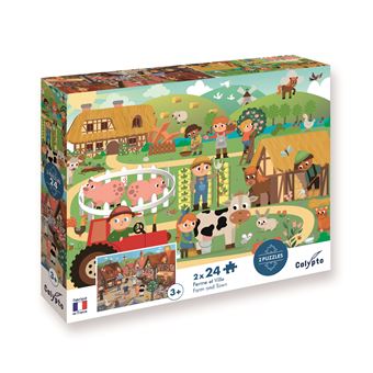 PUZZLE 2x24p FERME ET VILLE