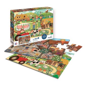 PUZZLE 2x24p FERME ET VILLE
