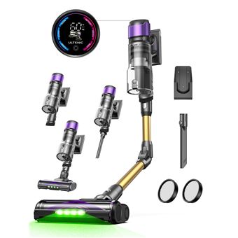Ultenic UV20, Aspirateur Balai sans Fil 60KPA,600W, Technologie GreenEye™, Autonomie de 60 mins, 1.5L, Tube Pliable, Brosse Anti-Emmêlement, Multifonction, Hyper-Puissant - 1