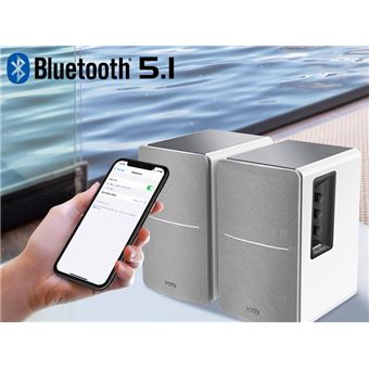 Enceintes Bluetooth Edifier R1280DB Blanc et Argent Vendues par paire