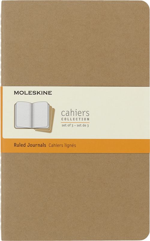Set de 3 cahiers grand format Moleskine Lign&eacute;s Marron Kraft