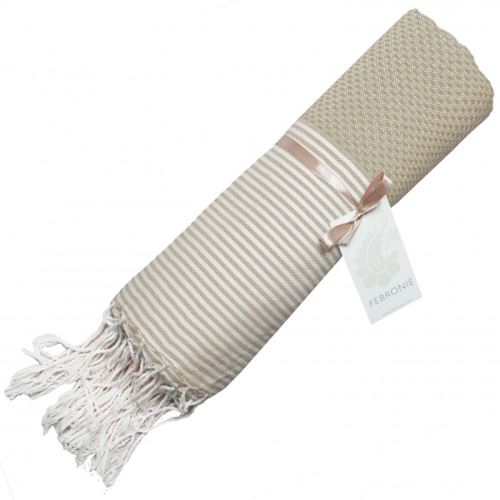 Fouta Febronie Nid d'abeille Ibiza Taupe clair