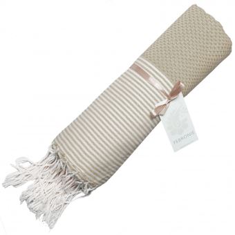 Fouta Febronie Nid d'abeille Ibiza Taupe clair