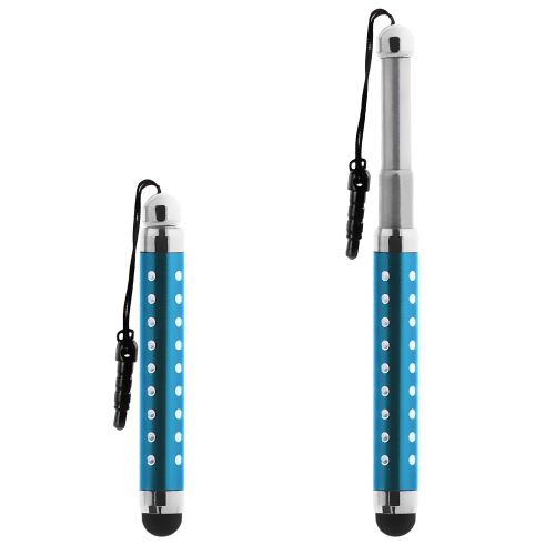 Stylet Retractable Turquoise Strass pour écran Tactile - Attache Jack 3.5 mm