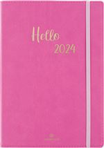 Agenda civil semainier Oberthur 2024 A5 My Hello Agenda Pivoine Rose