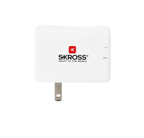 Chargeur USB Skross 2 Ports Blanc pour prise américaine