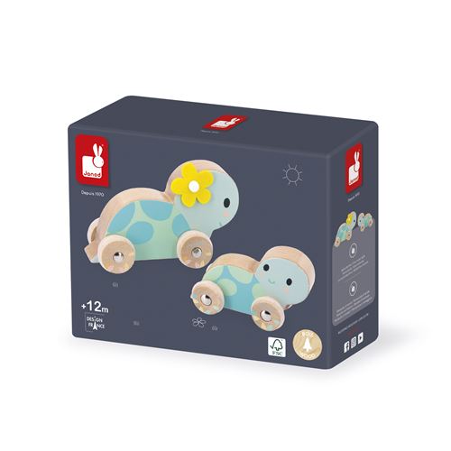 Jeu d'éveil en bois Janod Set de 2 tortues qui roulent Pure - Janod