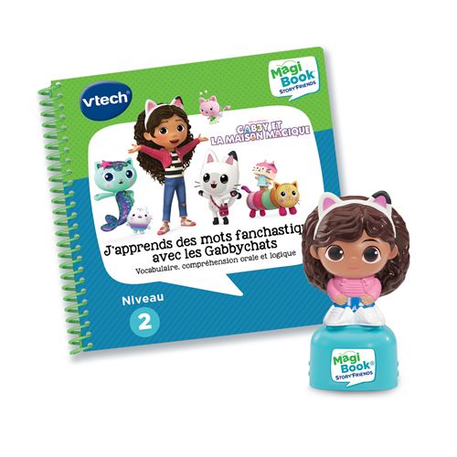 Livre interactif Vtech MagiBook Story’Friends J’apprends des mots fanchastiques avec les Gabbychats et Figurine