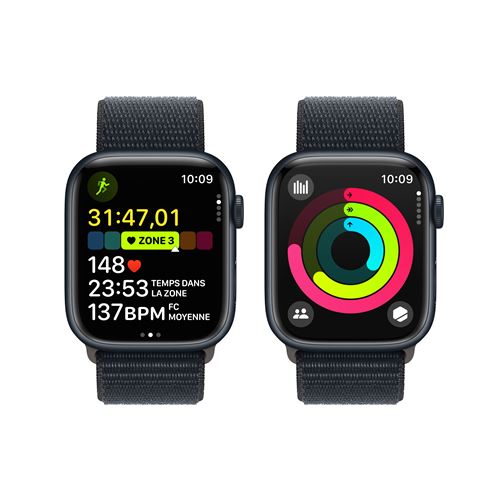 Apple Watch Series 9 GPS Boîtier en Aluminium Minuit de 45