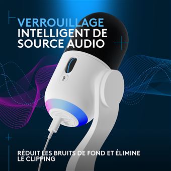 Microphone gaming Logitech G Yeti GX RVB dynamique avec Lightsync pour PC et Mac Blanc