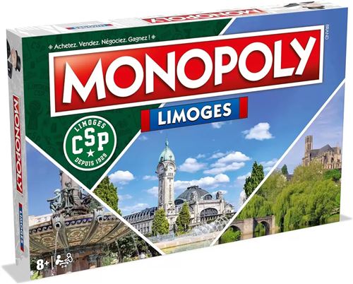 Winning Moves Rouge Jeu De Société Monopoly Limoges Édition Originale Stratégie 2 À 6 Joueurs Multicolore - Neuf - Image 2