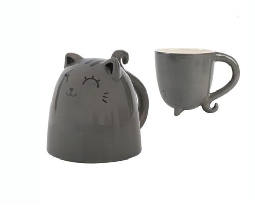Tasse en céramique Itotal Up Down Chat Gris 300 ml