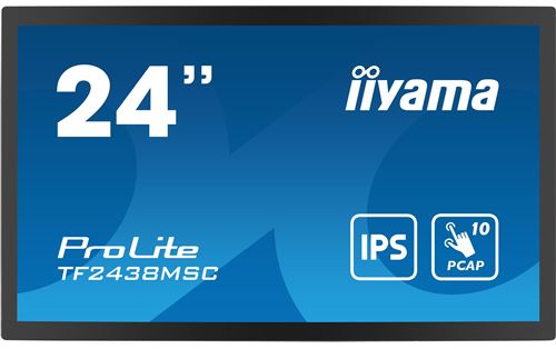 iiyama ProLite TF2438MSC-B1 - Écran LED - 24 (23.8 visualisable) - cadre ouvert - écran tactile - 1920 x 1080 Full HD (1080p) - IPS - 600 cd/m² - 1000:1 - 5 ms - HDMI, DisplayPort - haut-parleurs - noir, mat