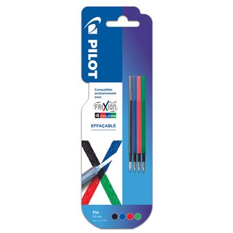 Blister 4 recharges pour Stylo roller Pilot Pen Frixion Ball 4 Colors Pointe Fine - 1