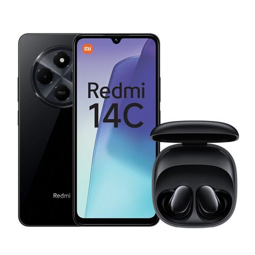 Pack Smartphone Xiaomi Redmi 14C 6,88 Double SIM 256 Go Noir + Redmi Buds 6 Play