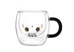 ITOTAL - TASSE À LAIT CHAT BLANC VERRE TRANSPARENT