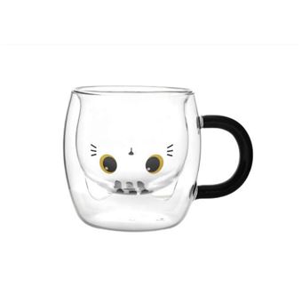 ITOTAL - TASSE À LAIT CHAT BLANC VERRE TRANSPARENT