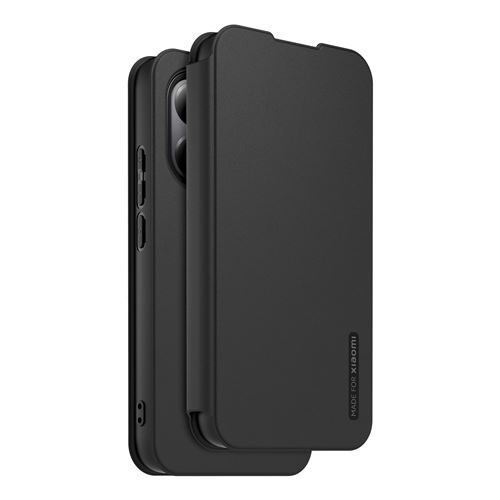 Etui à rabat au touché peau Made For Xiaomi avec dragonne amovible Noir pour Xiaomi 15T