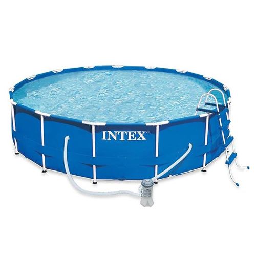 Piscine tubulaire Intex - Ronde - Metal Frame - 4,57 x 1,22 m m - Accessoires inclus - Bleu