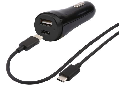 Chargeur allume-cigare Temium USB Type A et USB Type C Noir