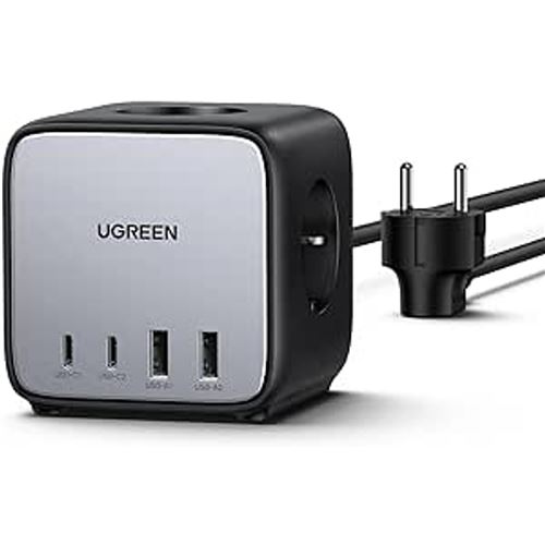 Cube multiprise UGREEN 65 W Gris anodisé et Noir