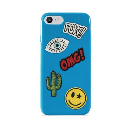 Coque semi-rigide Puro Patch Mania Bleue pour iPhone 7