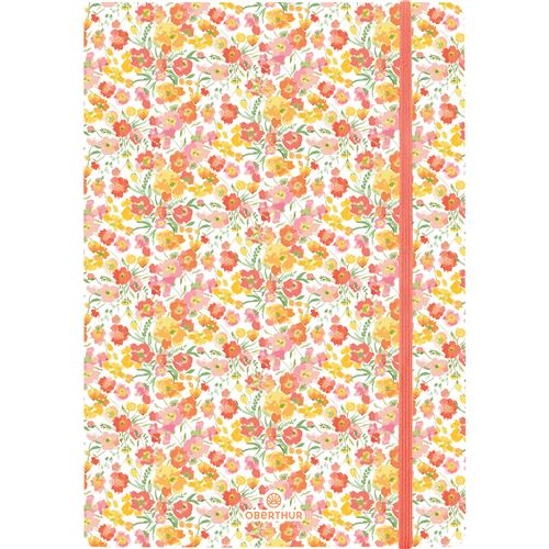 CARNET A5 CARACAS FLEURS ORANGE - 200 PAGES - RIGIDE - LIGNE