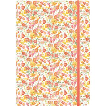 Carnet ligné Oberthur A5 Caracas Fleurs Orange 200 pages Couverture rigide - 1