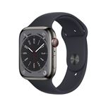 Apple Watch Series 8 GPS + Cellular, boîtier Acier inoxydable graphite 45mm avec Bracelet Sport Minuit