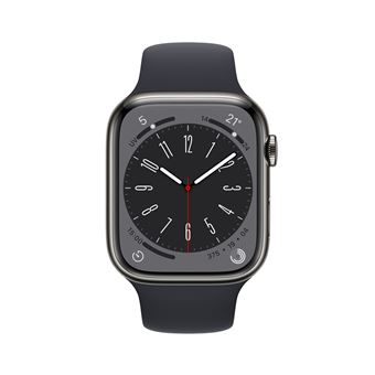 Apple Watch Series 8 GPS + Cellular, boîtier Acier inoxydable graphite 45mm avec Bracelet Sport Minuit