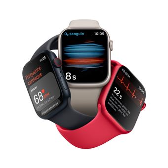 Apple Watch Series 8 GPS + Cellular, boîtier Acier inoxydable graphite 45mm avec Bracelet Sport Minuit