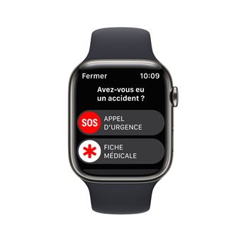 Apple Watch Series 8 GPS + Cellular, boîtier Acier inoxydable graphite 45mm avec Bracelet Sport Minuit