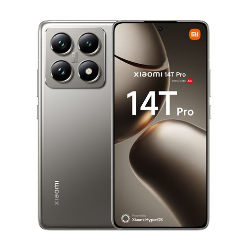 Smartphone Xiaomi 14T Pro 6,67 5G Double nano SIM 512 Go Gris Titane conçu avec Leica