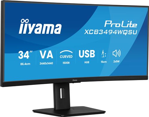 Ecran PC Iiyama ProLite XCB3494WQSU-B1 34 Incurvé UWQHD