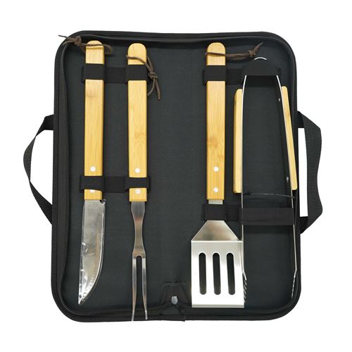 Ustensile barbecue LE MARQUIER MALETTE 6 USTENSILES BAMBOU