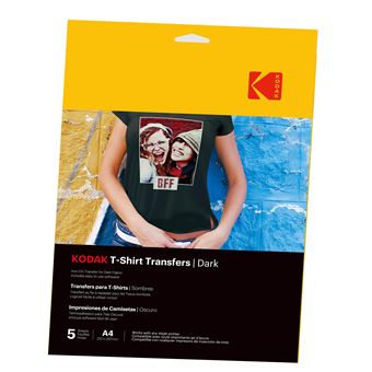 KODAK T-Shirt Transfers 3510553 - T-Shirt à creer et personnaliser, Logiciel inclus, Longue duree de vie et resistance à la decoloration - Noir