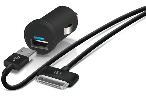 Chargeur allume-cigare USB Temium + Câble 30 Pin 1 m Noir