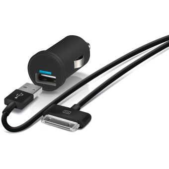 Chargeur allume-cigare USB Temium + Câble 30 Pin 1 m Noir
