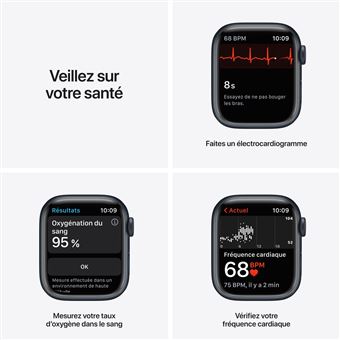 Apple Watch Series 7 GPS, 41mm boîtier Aluminium Minuit avec Bracelet Sport Minuit Reconditionné